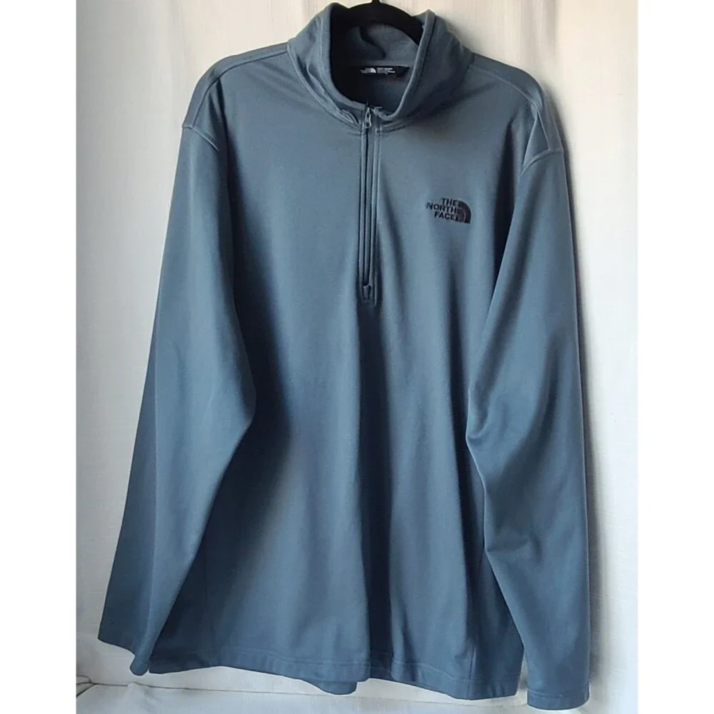 The North Face Mens XXL Blue 1/4 Zip Pullover Fleece Jacket Sweatshirt Logo